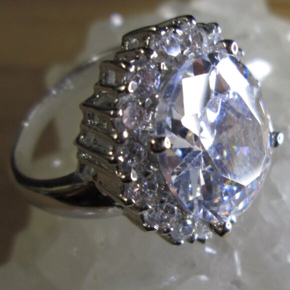 Sparkly Cubic Zirconia Cocktail Ring - Picture 2 of 10